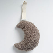 Load image into Gallery viewer, a mocha teddy moon comfort dummy holder