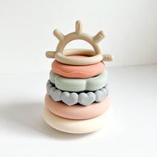Load image into Gallery viewer, the pastel sunrise silicone rings stacked together