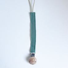 Load image into Gallery viewer, cotton dummy clip in pine colour with a elephant logo on the wooden clip