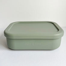 Load image into Gallery viewer, sage silicone bento lunchbox with the lid on