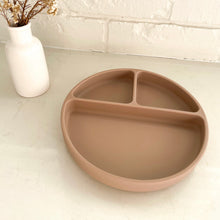 Load image into Gallery viewer, a latte coloured suction plate divided into 3 sections