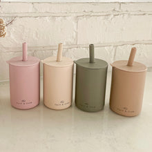 Load image into Gallery viewer, four silicone sippy cups in blue, latte, olive and sand