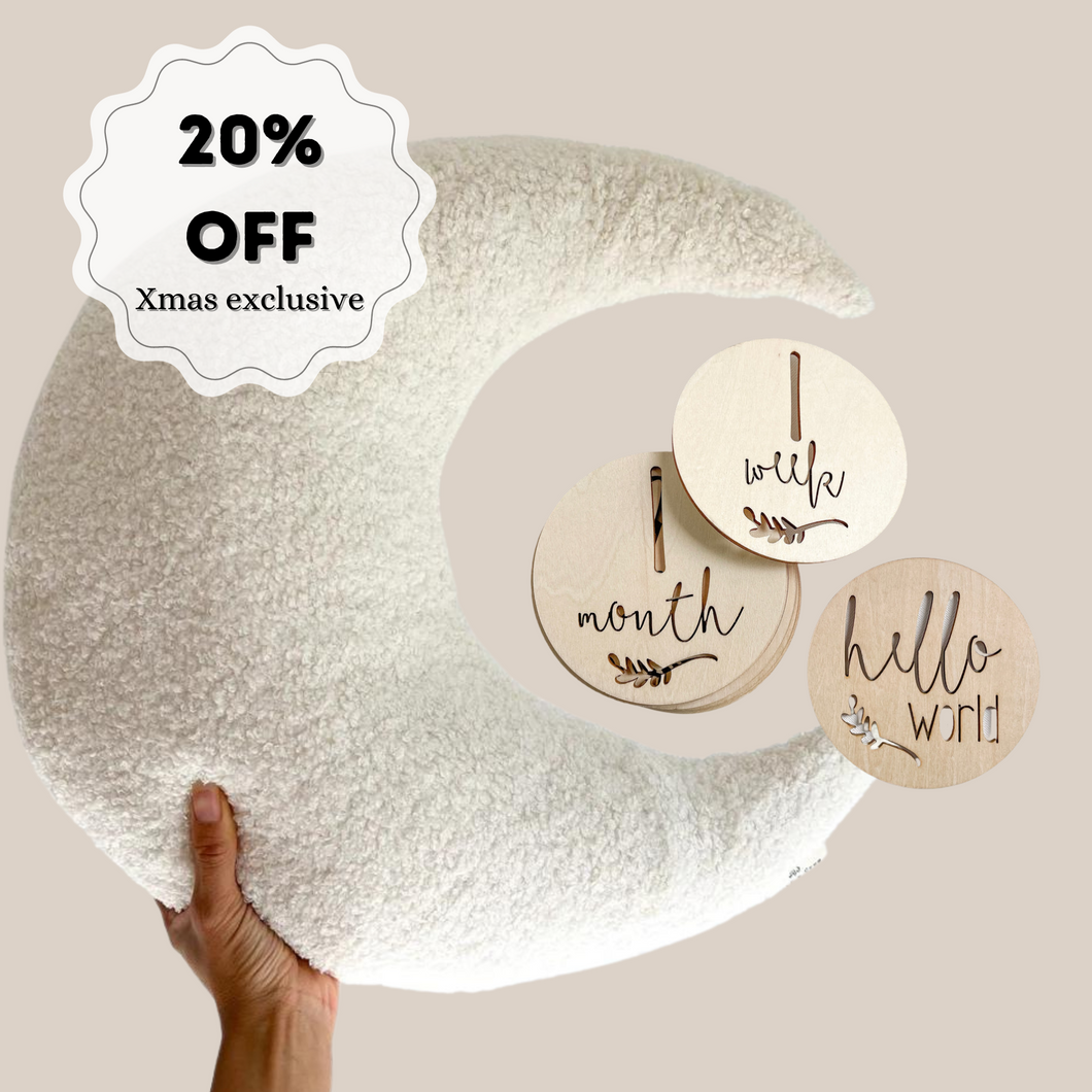 Xmas exclusive | Boucle Moon Pillow + Monthly Milestone Discs