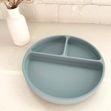 Load image into Gallery viewer, a baby blue coloured suction plate divided into 3 sections
