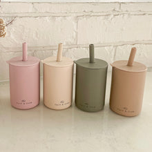 Load image into Gallery viewer, four silicone sippy cups in blue, latte, olive and sand
